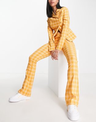 COLLUSION slim flare in check co-ord - ASOS Price Checker