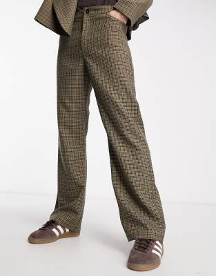 COLLUSION slim formal pants in brown and khaki check - part of a set-Multi