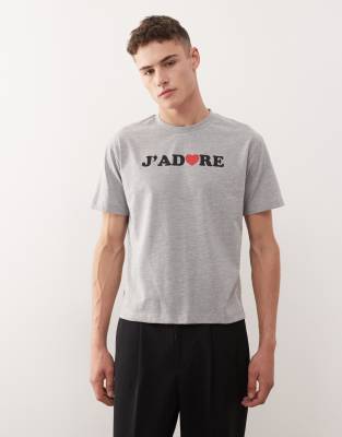 Collusion Slim Graphic T-shirt In Gray