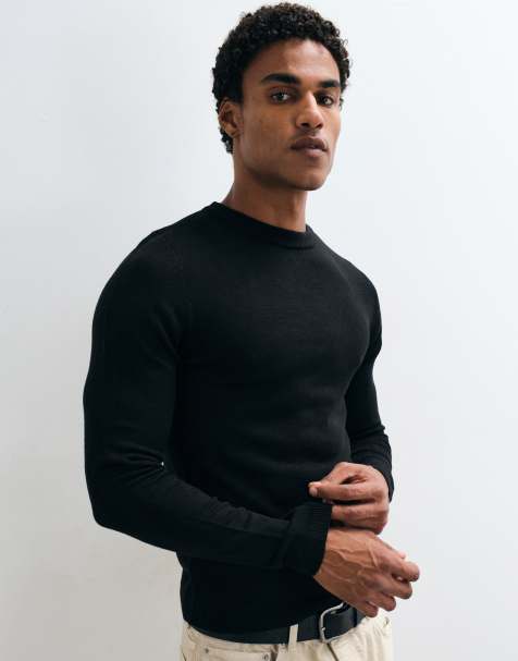 COLLUSION slim knit sweater in black - view 1