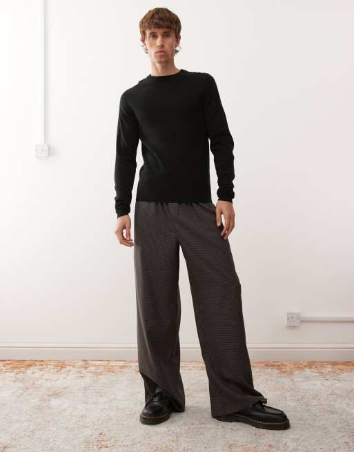 COLLUSION Slim knitted jumper sweater in black