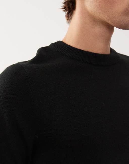 COLLUSION Slim knitted jumper sweater in black