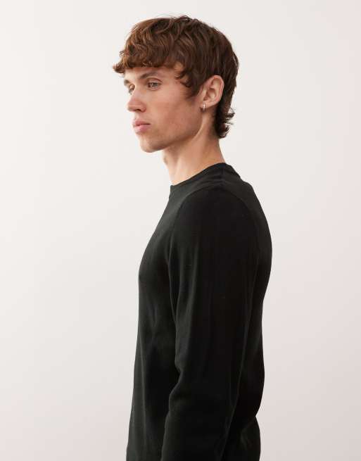 COLLUSION Slim knitted jumper sweater in black