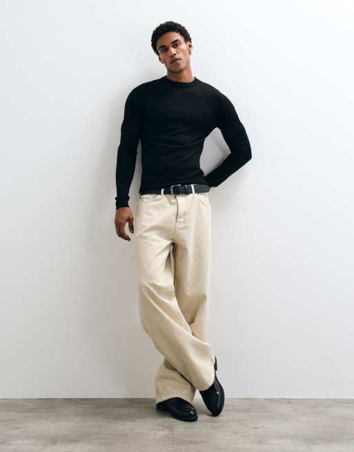 COLLUSION Slim knitted jumper sweater in black, 3 of 5