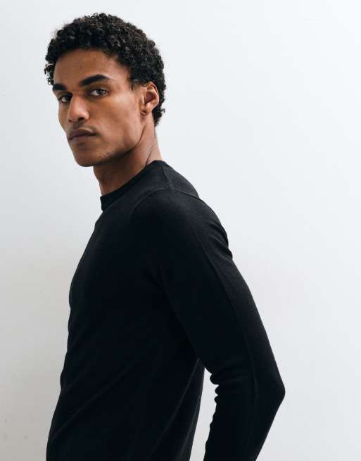 COLLUSION Slim knitted jumper sweater in black, 4 of 5