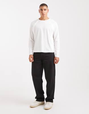 Collusion Slim Long Sleeve Henley T-shirt Button Down In White