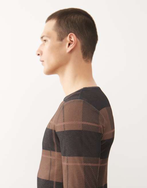 COLLUSION Slim mesh long sleeve t-shirt in check print, 4 of 5