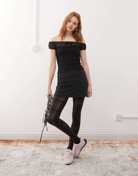 COLLUSION slinky a-line micro skort in black - view 1
