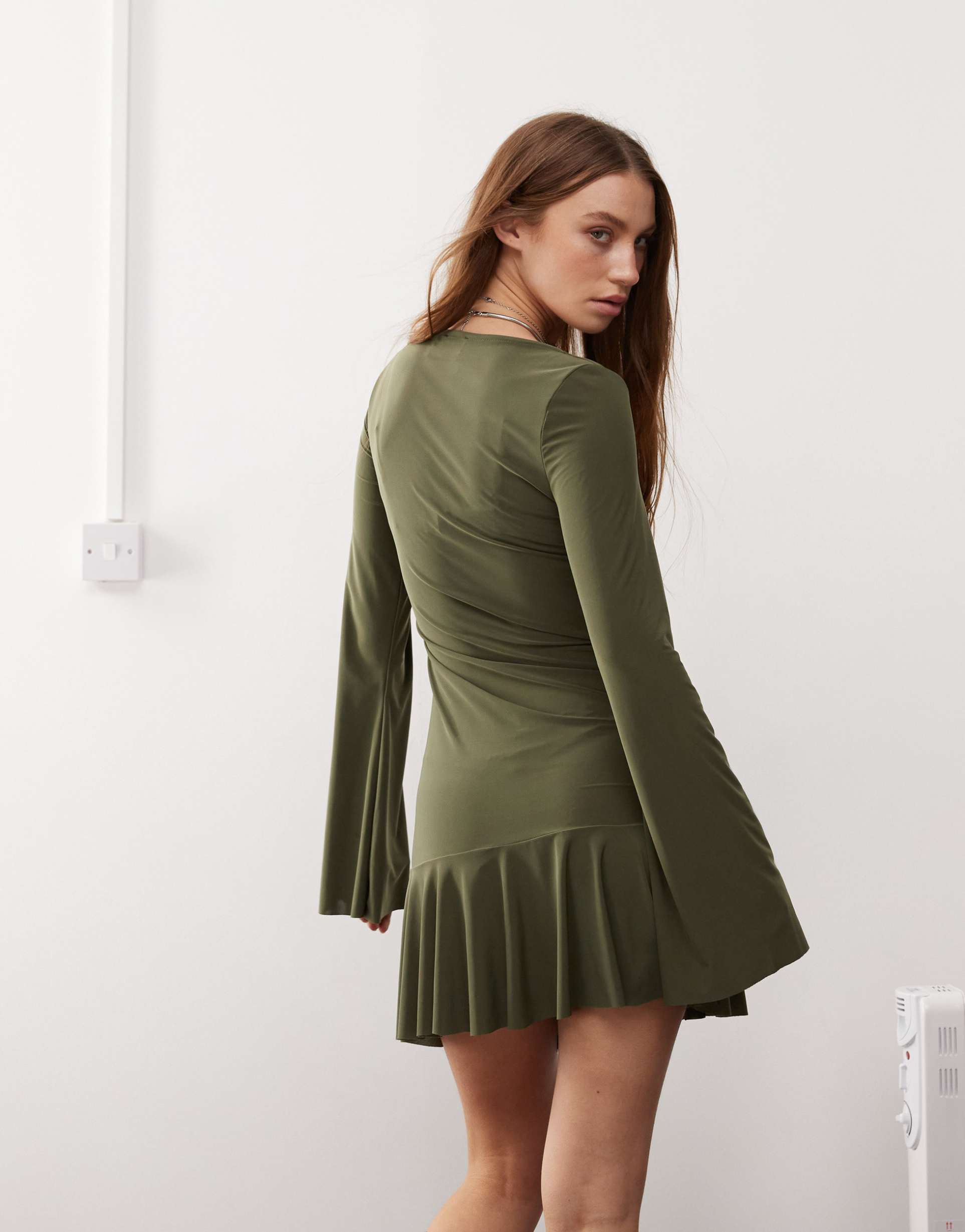collusion slinky dress in khaki