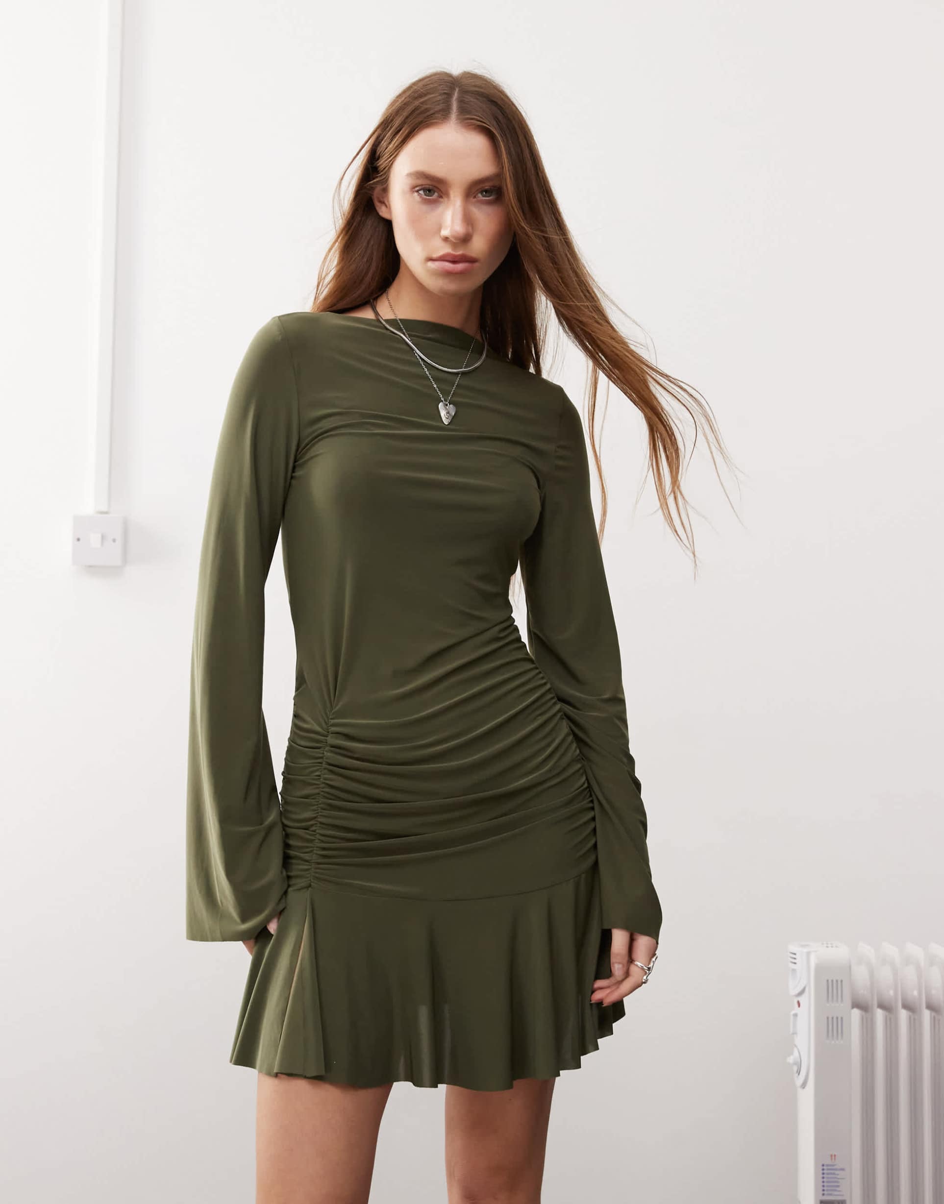 collusion slinky dress in khaki