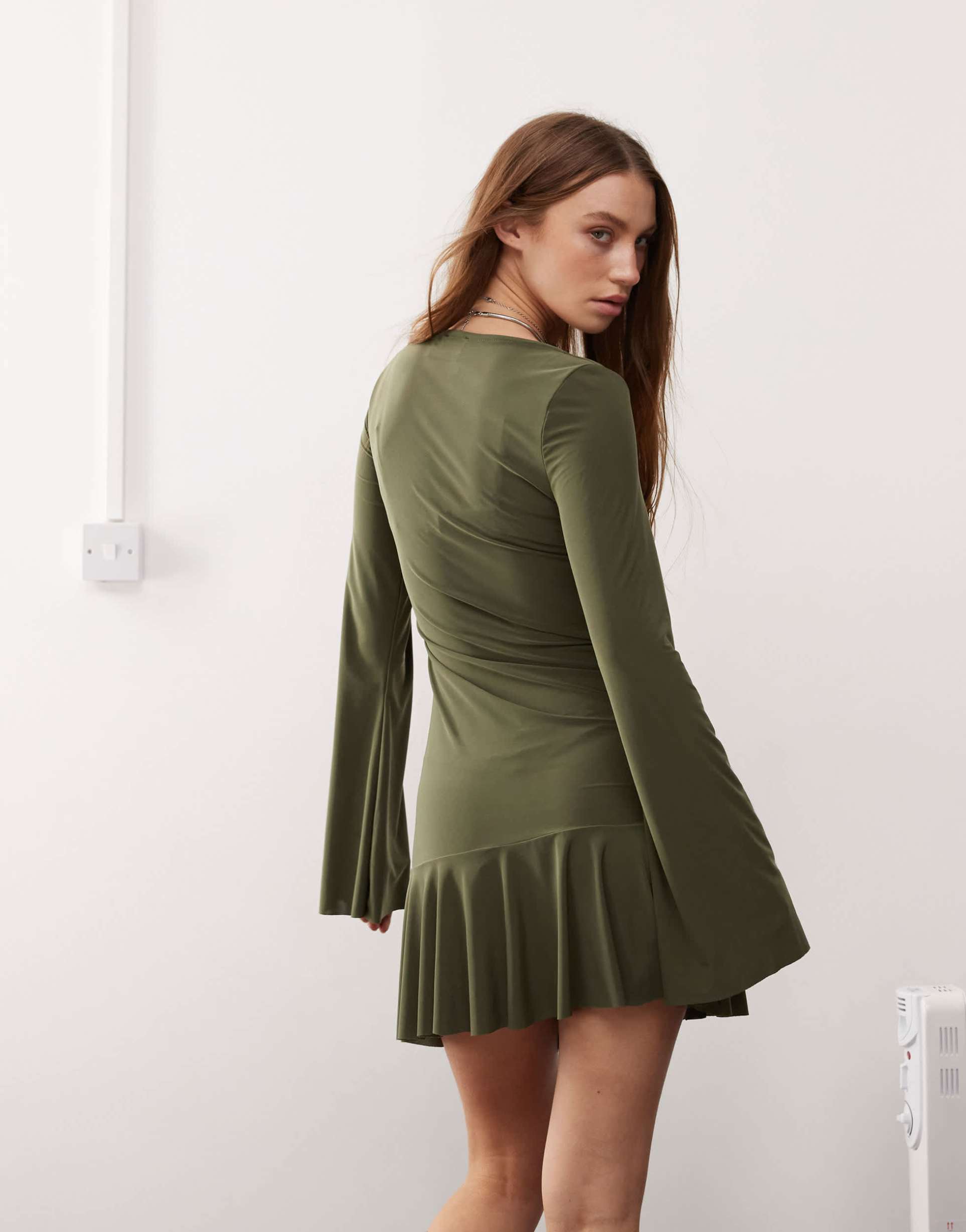 collusion slinky dress in khaki