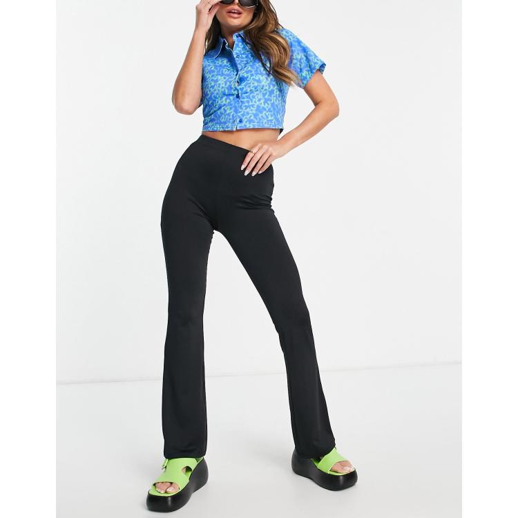 COLLUSION slinky flare trousers in black