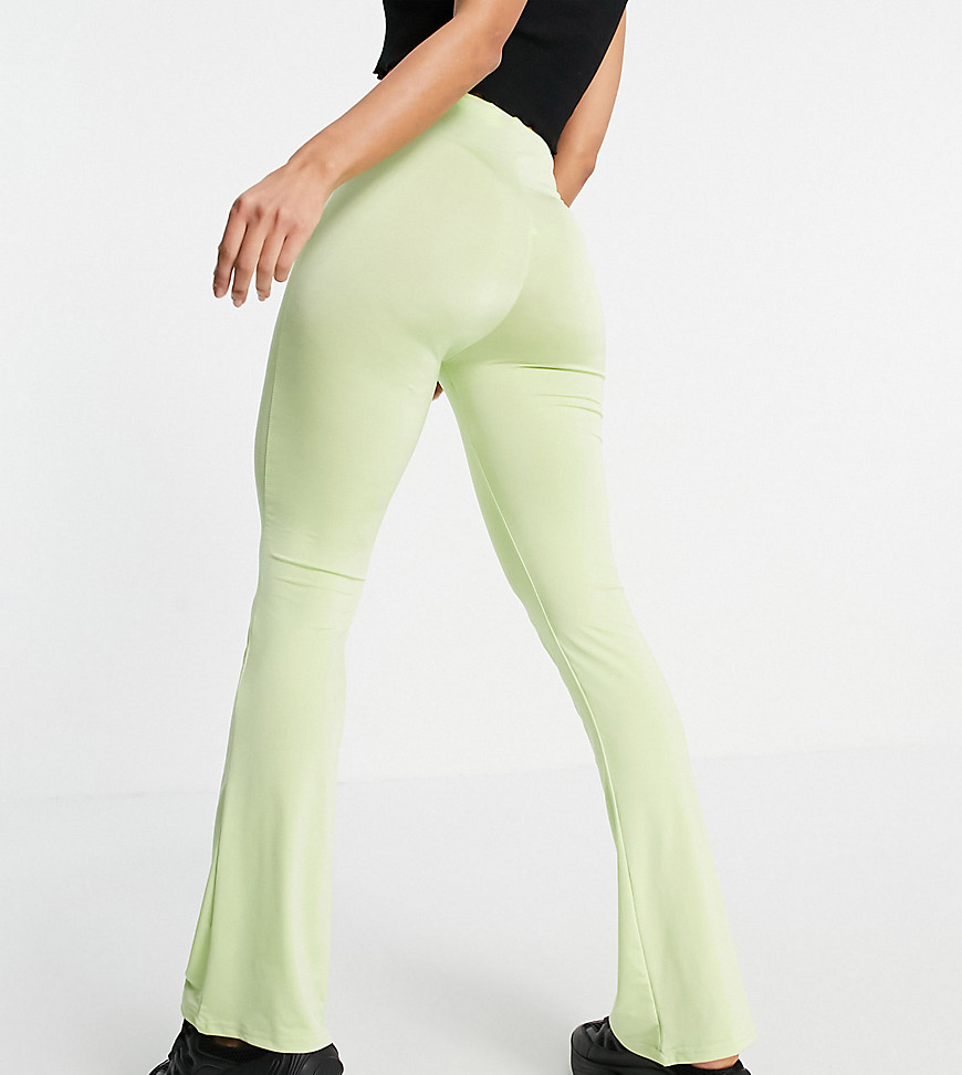slinky flared leggings in apple green
