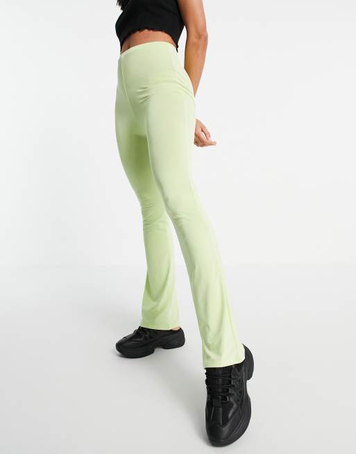 COLLUSION slinky flared leggings in apple green