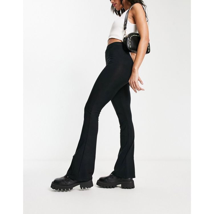 ASOS DESIGN slinky V waistband legging with ruched bum detail in black