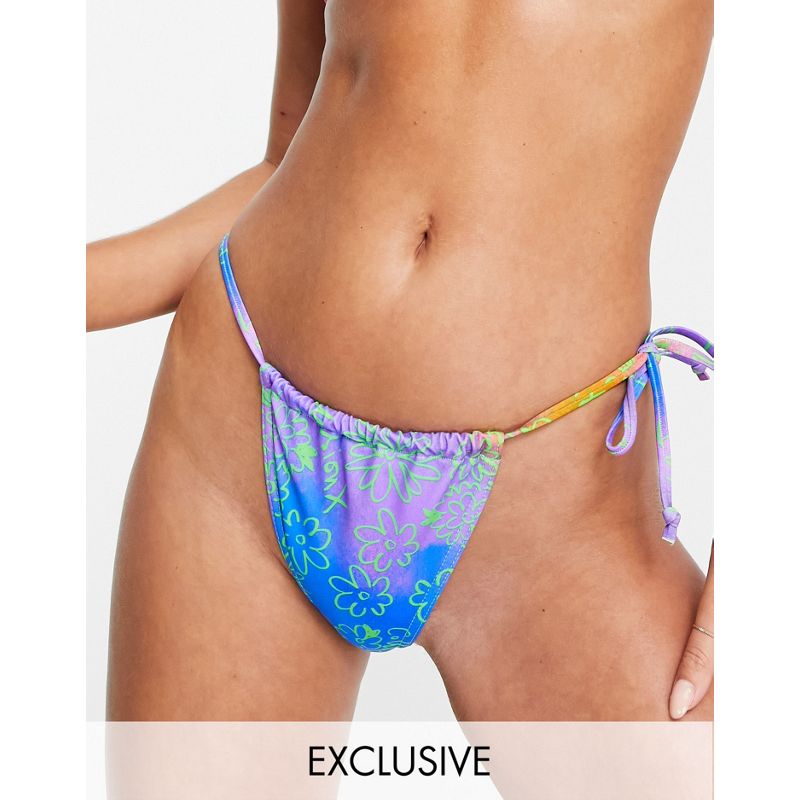 GoTuY Donna COLLUSION - Bikini con top e slip in tessuto riciclato con stampa a fiori fluo