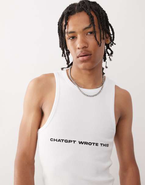 COLLUSION Slogan muscle tank top in gray - view 1