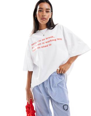 COLLUSION slogan oversized tee-White