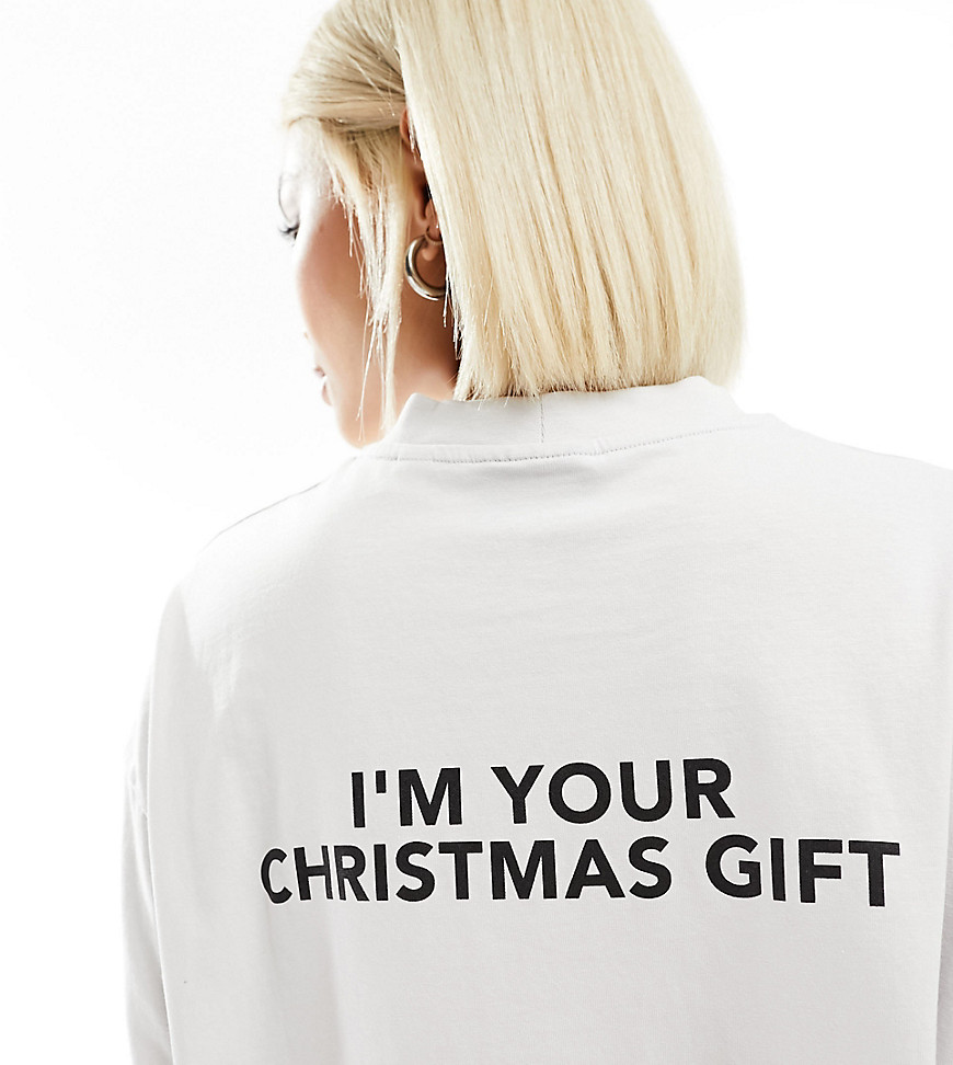 COLLUSION SLOGAN Your Christmas Gift print t-shirt in white