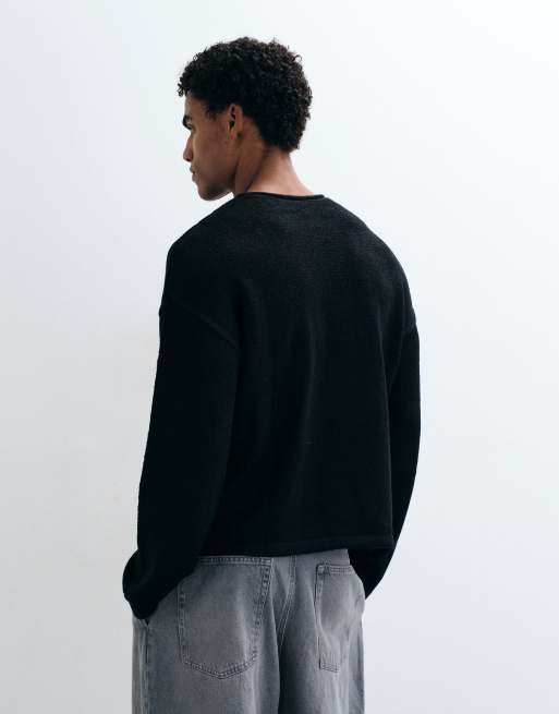 COLLUSION Slouchy knit sweater in navy black, 5 of 5