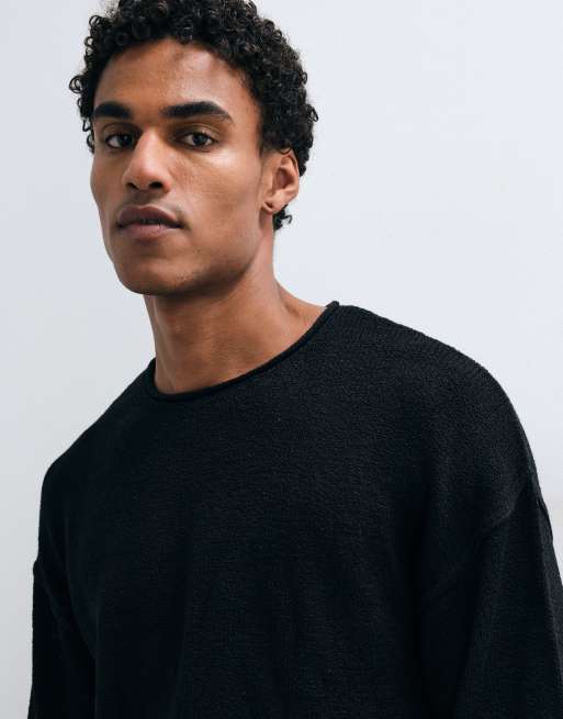 COLLUSION Slouchy knitted sweater jumper in navy black, 4 of 5