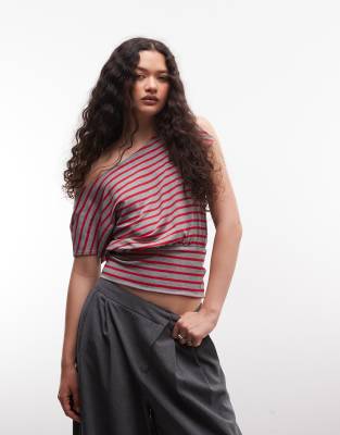 Collusion Slubby Off The Shoulder Top In Multi