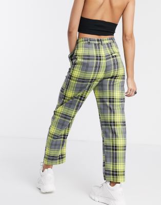 COLLUSION - Smaltoelopende broek met gele ruit | ASOS
