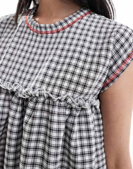 Collusion check print smock dress sales