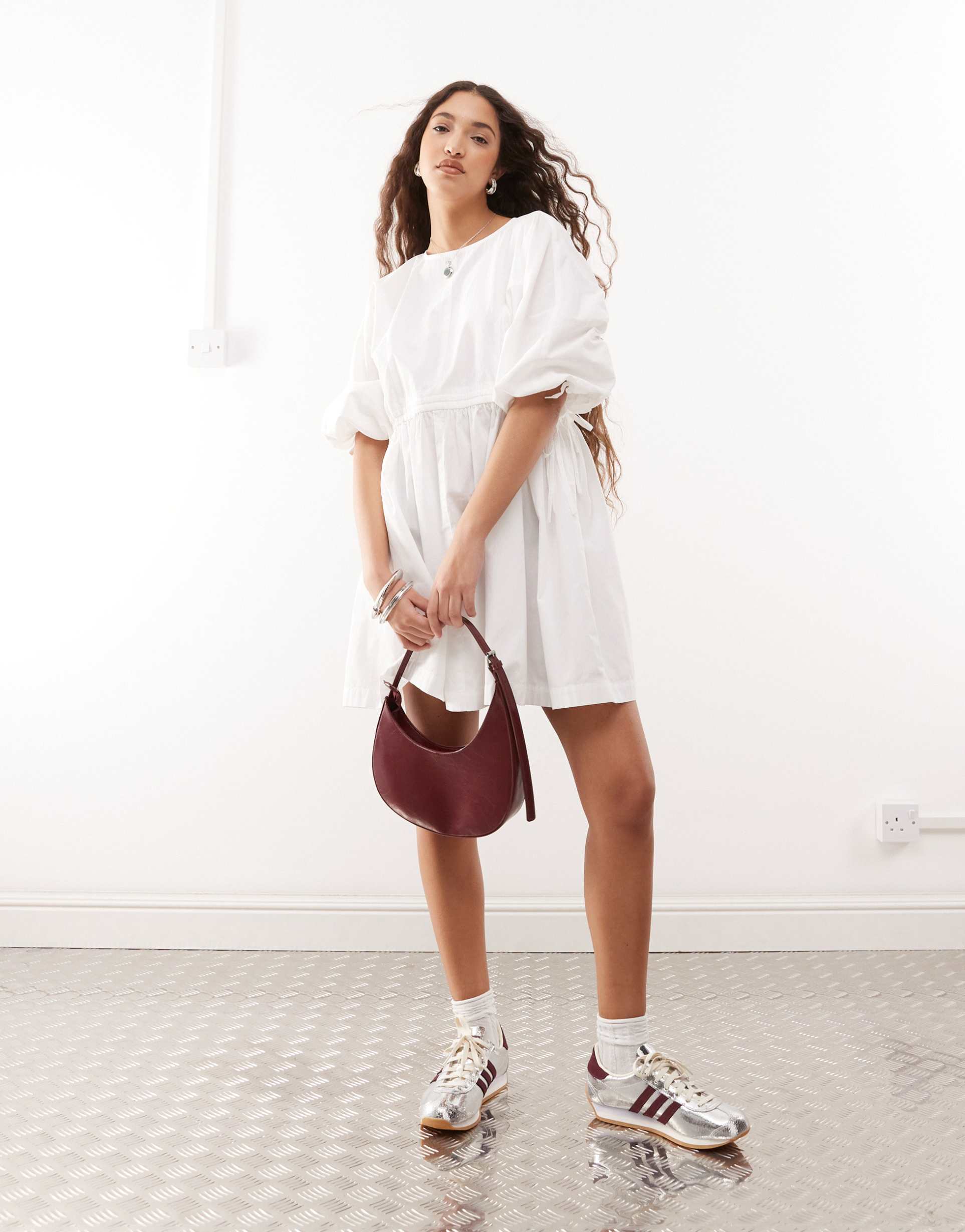 collusion smock mini summer dress in white