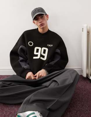Collusion Soccer Sweatshirt In Black And Gray