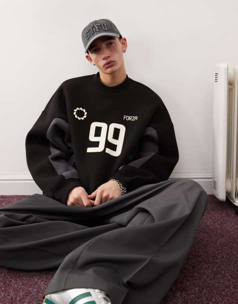 COLLUSION Soccer sweatshirt in black and gray - view 1