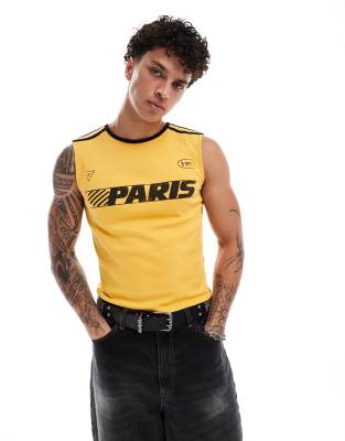 Collusion Soccer Tank Top In Yellow