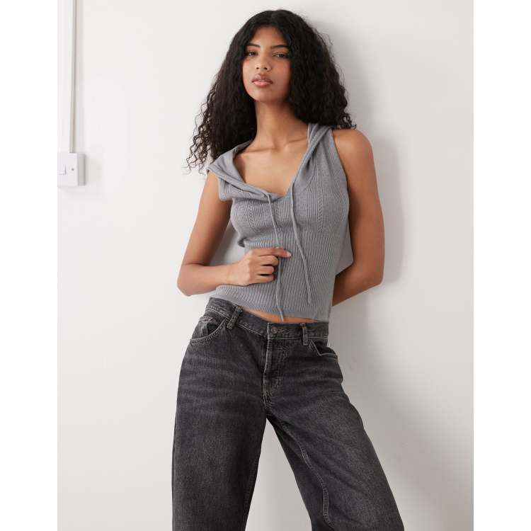 COLLUSION soft knit hooded tank top in gray | ASOS