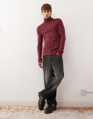 Collusion Soft Knit Turtle Neck In Red