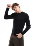 [Collusion] COLLUSION soft knitted crew neck jumper in black 2XL black