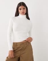 Vila roll neck knit sweater in beige