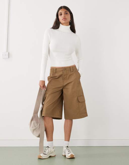 COLLUSION soft knitted ribbed roll neck in ecru