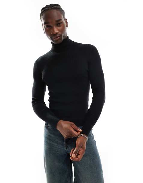 Mens chunky roll neck jumper best sale