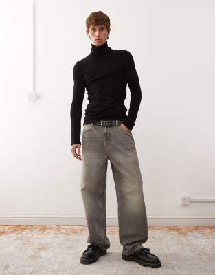 Collusion Soft Knitted Roll Neck In Black
