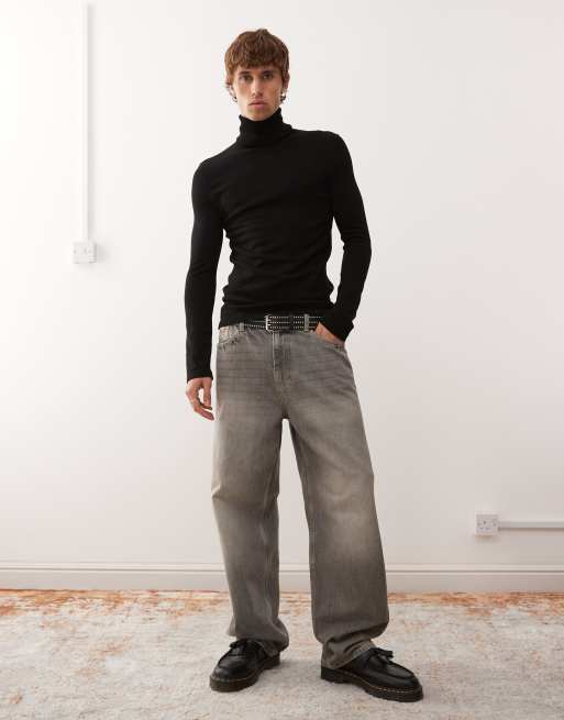 COLLUSION soft knitted roll neck in BLACK