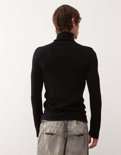 COLLUSION soft knitted roll neck in BLACK