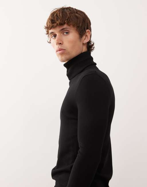 COLLUSION soft knitted roll neck in BLACK
