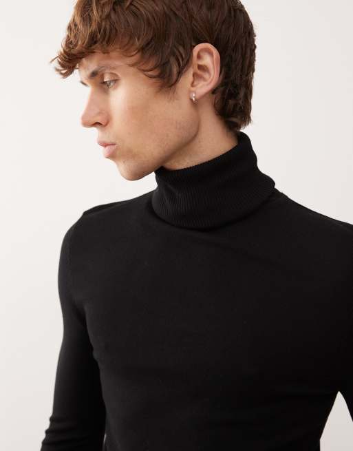 COLLUSION soft knitted roll neck in BLACK