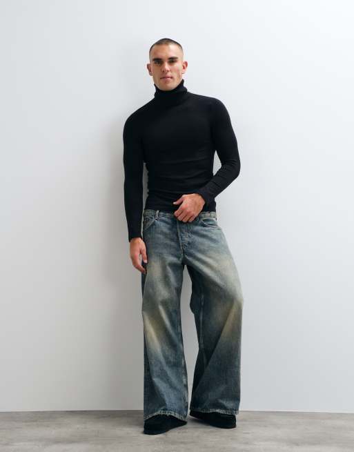 COLLUSION Soft knitted roll neck in black, 2 of 5