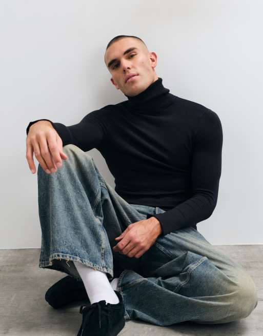 COLLUSION Soft knitted roll neck in black, 4 of 5