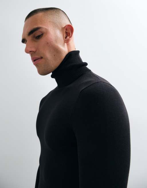 COLLUSION Soft knitted roll neck in black, 5 of 5