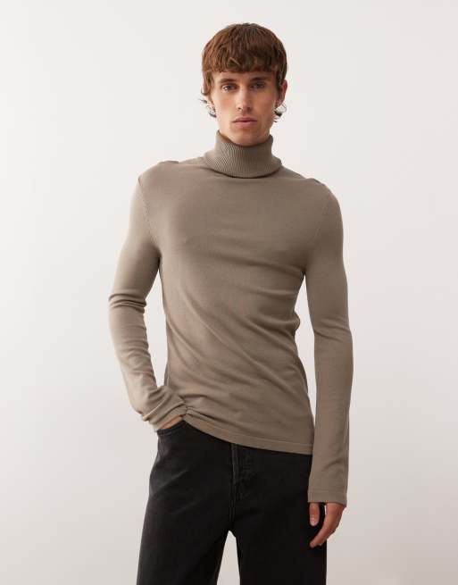 COLLUSION soft knitted roll neck in green