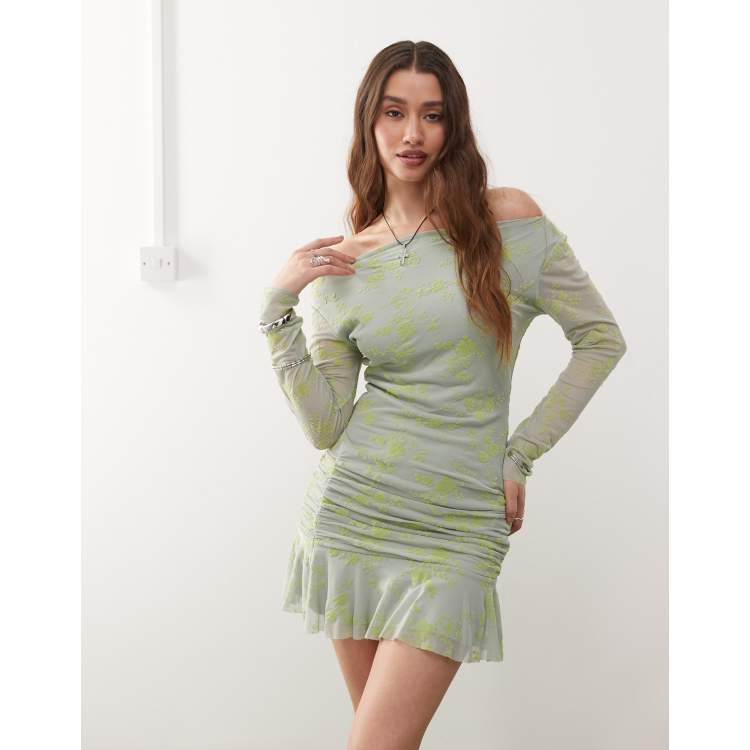 soft mint green dress BABARONI Sequin Mint Green Prom Dresses Sheath/Column Square Floor-length  Spaghetti Straps – BABARONI UK main image 1