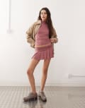 [Collusion] COLLUSION soft slinky micro mini ruched skirt in rose (part of a set)-Pink XS Soft rose