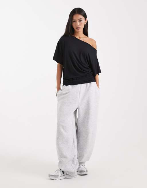 COLLUSION - Sort offshoulder-overdel med drapering, 2 af 4
